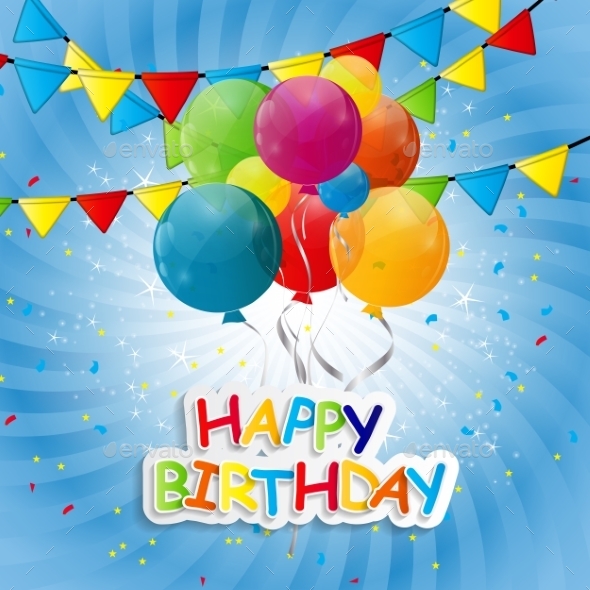 Color Glossy Balloons Background Vector Illustration - Birthdays Seasons/Holidays