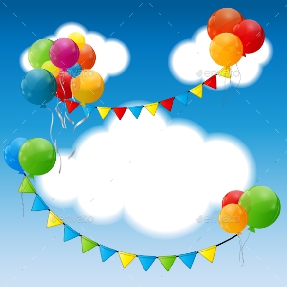 Color Glossy Balloons Background Vector Illustration - Birthdays Seasons/Holidays