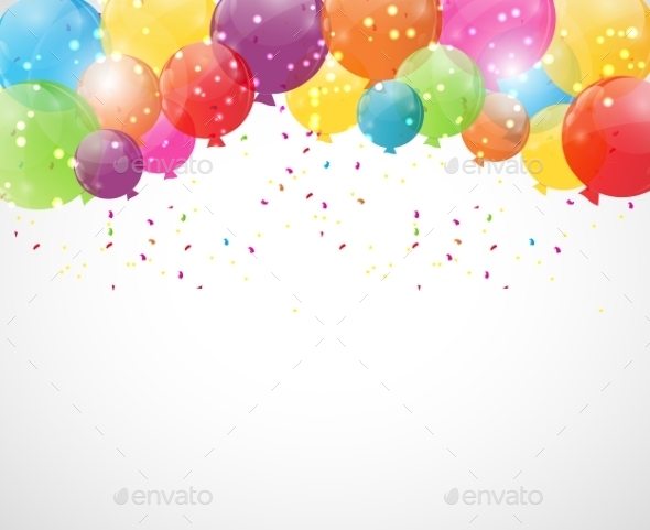 Color Glossy Balloons Background Vector Illustration - Birthdays Seasons/Holidays