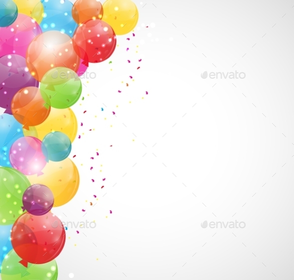 Color Glossy Balloons Background Vector Illustration - Birthdays Seasons/Holidays