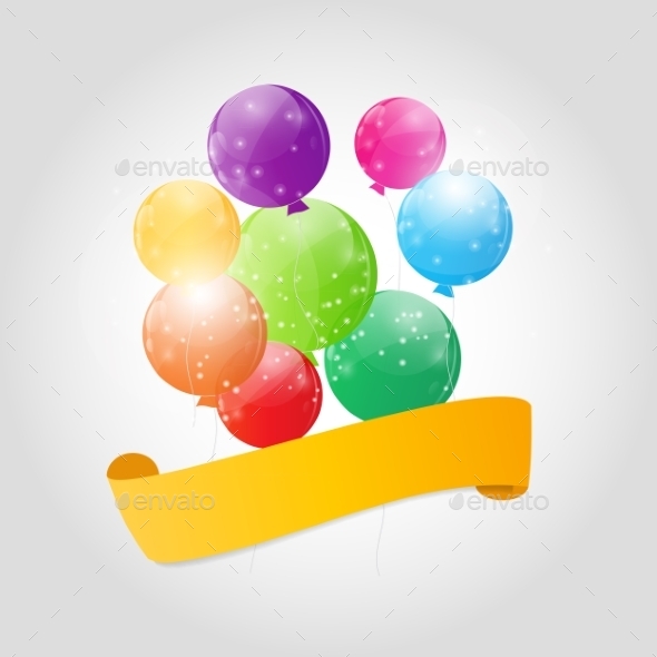 Color Glossy Balloons Background Vector Illustration - Birthdays Seasons/Holidays
