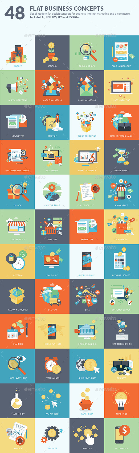 Set of Flat Design Business Concepts - Business Conceptual