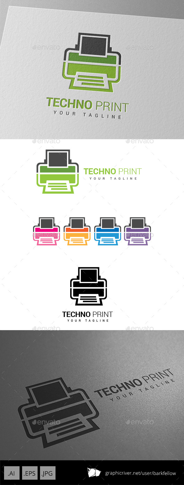 Techno Printing Logo - Objects Logo Templates
