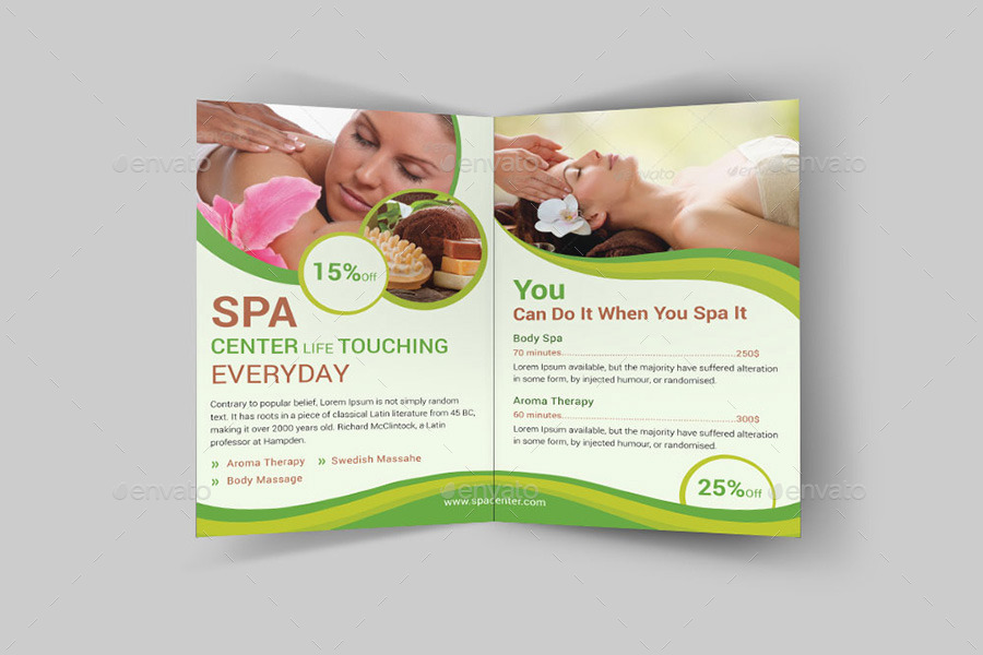 Spa & Beauty Saloon Bi-Fold Brochure Bundle | v4, Print Templates ...