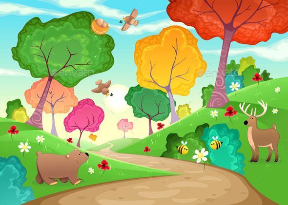 Family of Animals in the Woods - Animals Characters