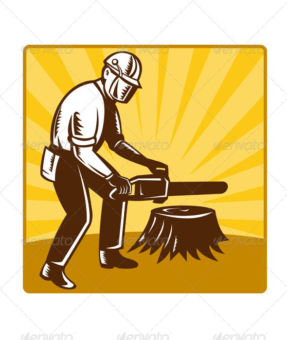Tree Trimmer Arborist Holding A Chainsaw - Industries Business