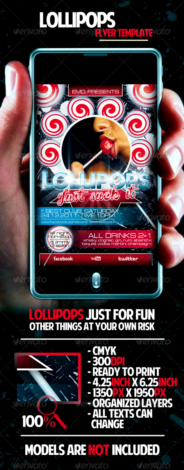 Lollipops Flyer Template - Clubs & Parties Events