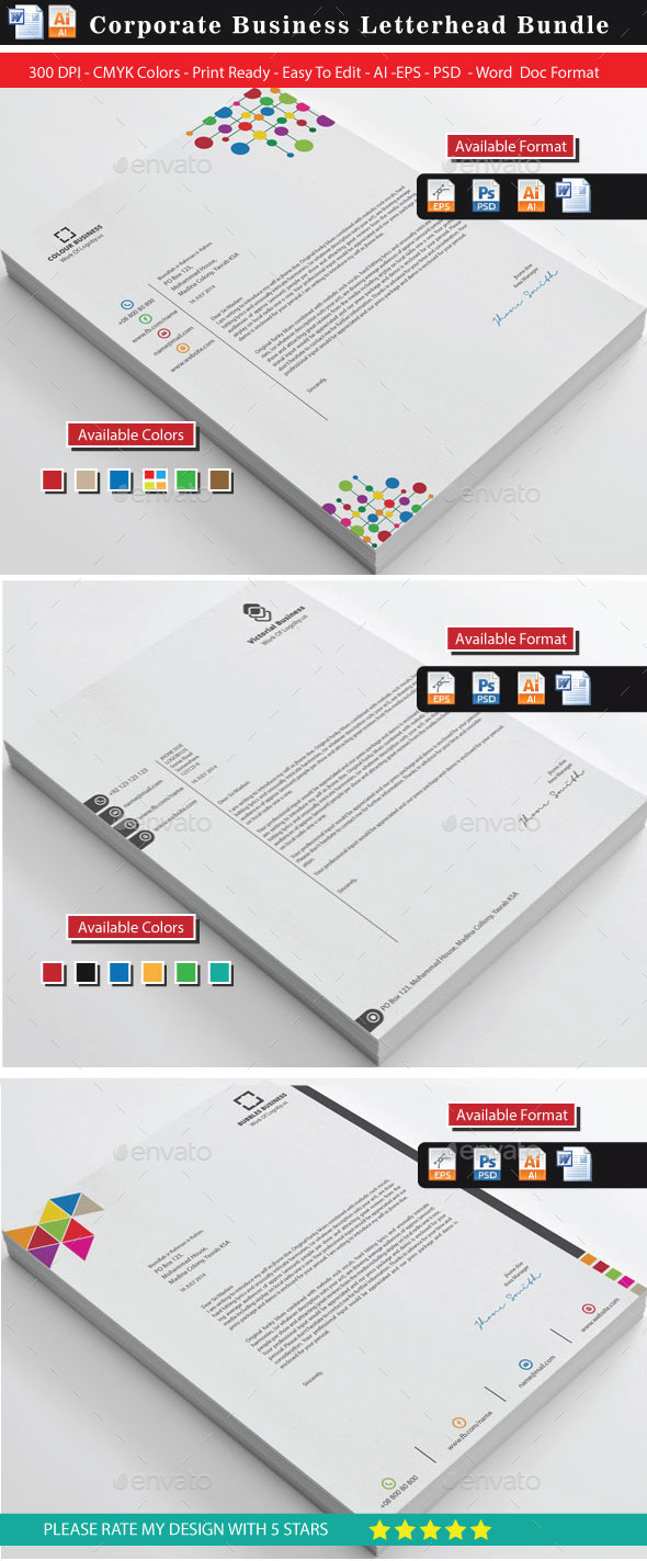 Creative Letterhead Bundle - Stationery Print Templates