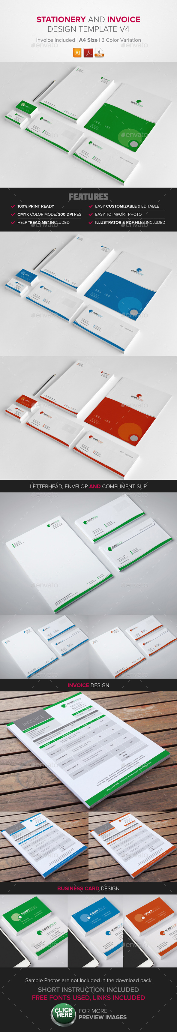 Stationary & Invoice Design Template v4 - Stationery Print Templates