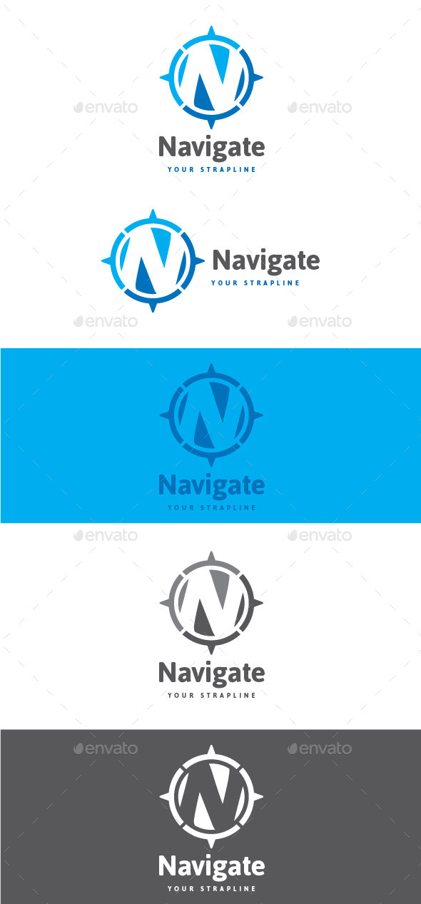 Navigate Letter N Logo - Letters Logo Templates