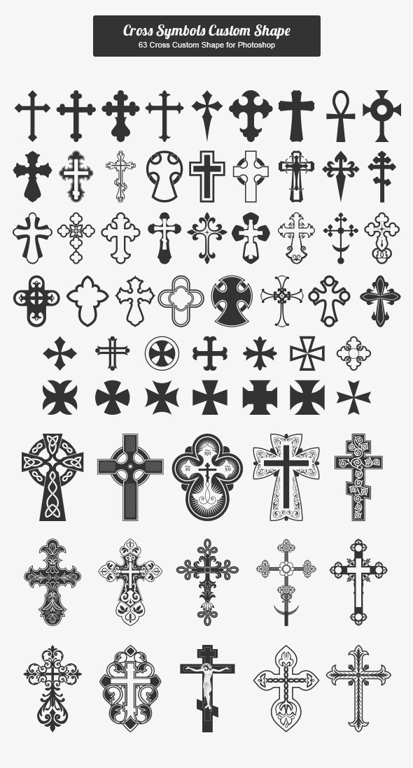 63 Cross Symbols Custom Shape - Shapes Photoshop