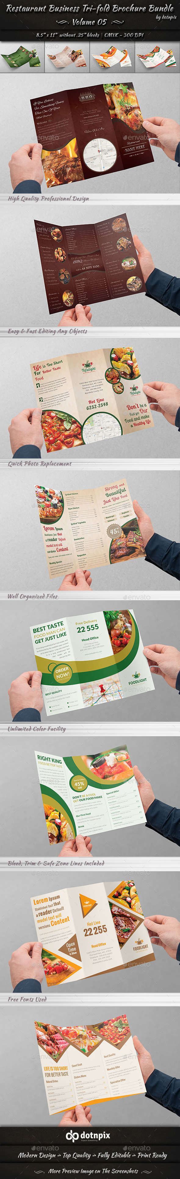 Restaurant Tri-Fold Brochure Bundle | Volume 5 - Corporate Brochures