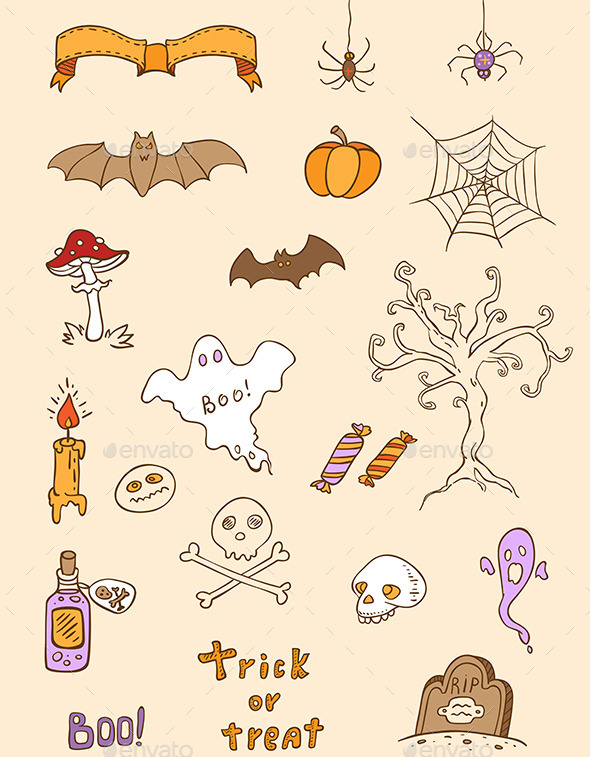 Halloween Doodle Design Elements - Halloween Seasons/Holidays