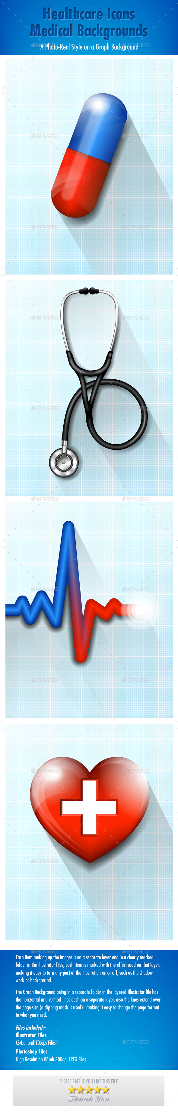 Healthcare Icons Medical Backgrounds - Health/Medicine Conceptual