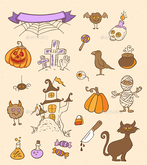 Halloween Doodle Design Elements - Halloween Seasons/Holidays