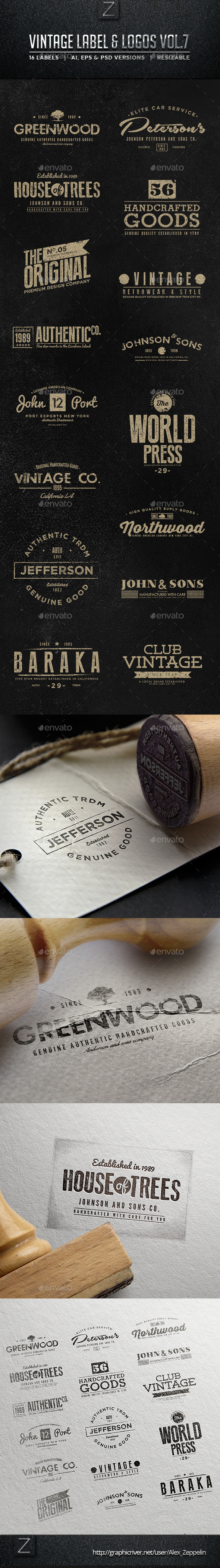 Vintage Labels & Logos Vol.7 - Badges & Stickers Web Elements
