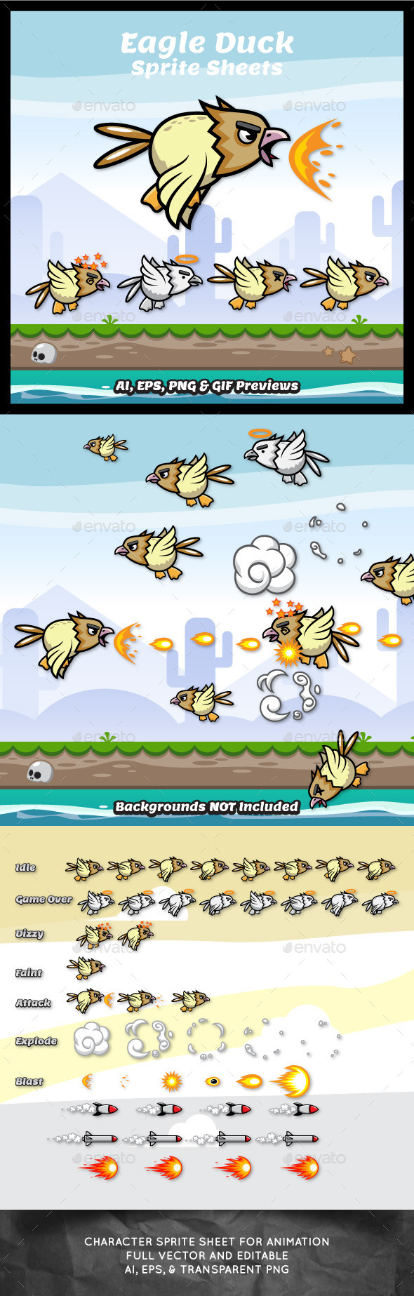 Eagle Duck Sprite Sheets - Sprites Game Assets