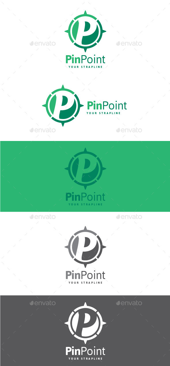 Pin Point Letter P Logo - Letters Logo Templates