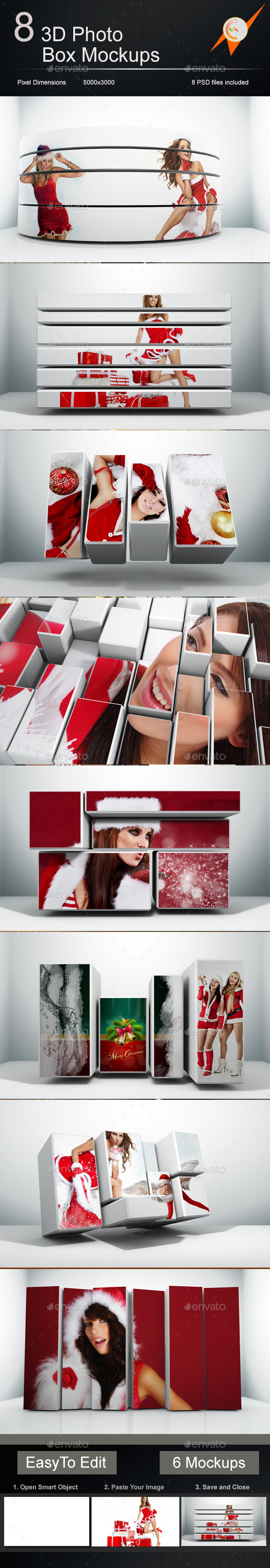 3D Photo Box Mockups - Miscellaneous Print