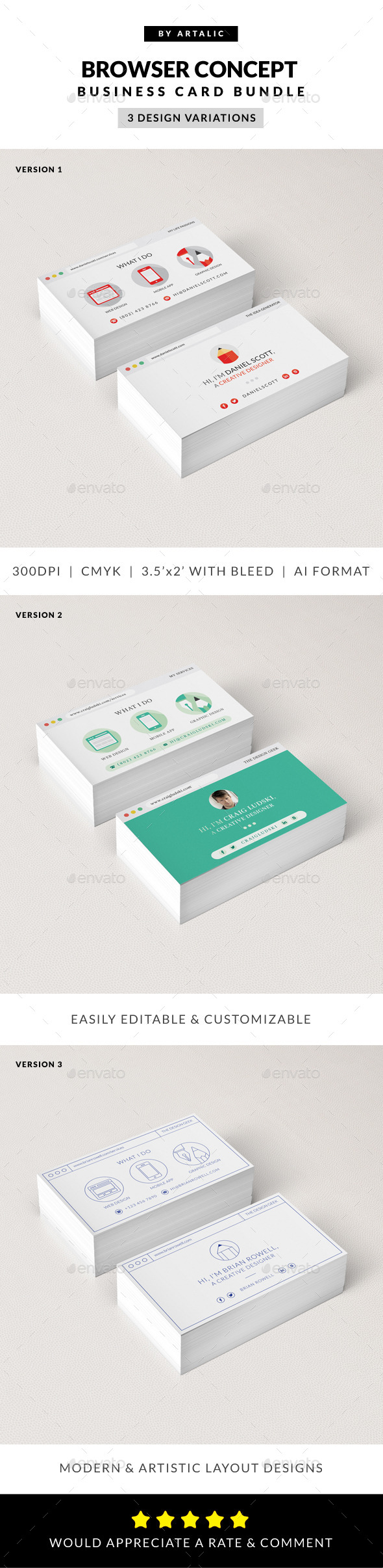 Web Browser Business Card 3-in-1 Bundle - Creative Business Cards