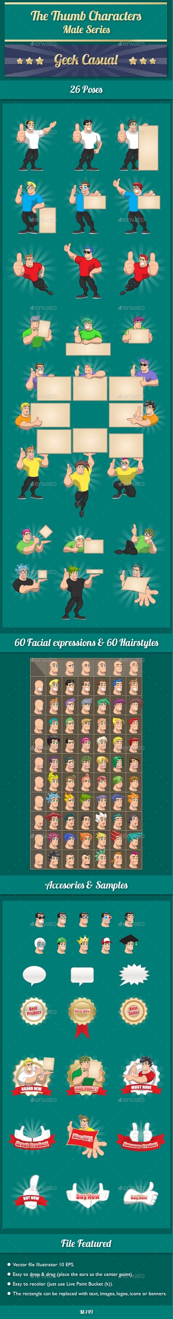 Geek Gives Thumbs Up - Characters Vectors