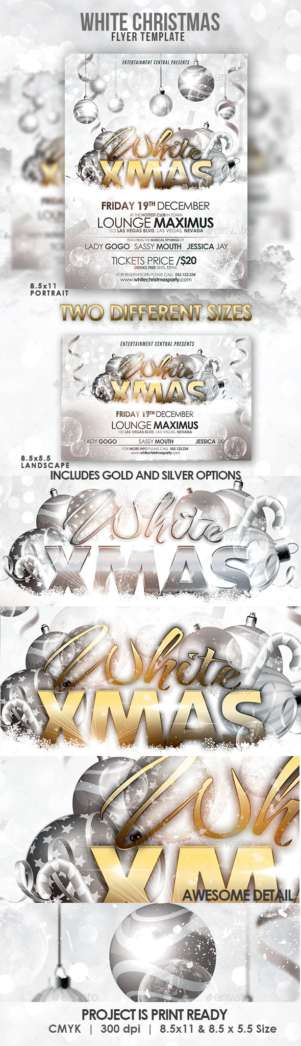 White Christmas Party Flyer Template - Clubs & Parties Events