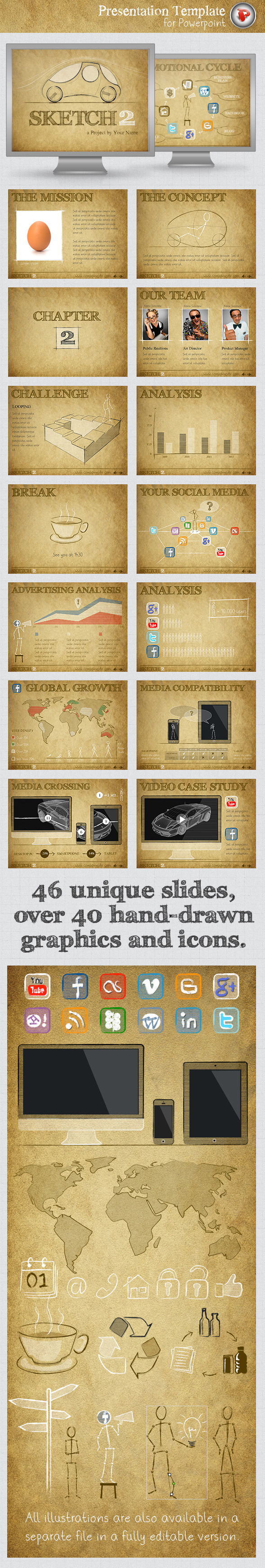 Sketch 2 Powerpoint Template - PowerPoint Templates Presentation Templates