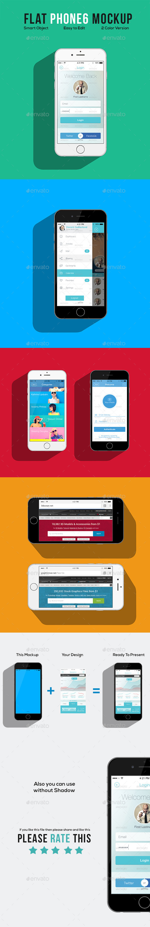 Flat Phone 6 Mockup - Mobile Displays