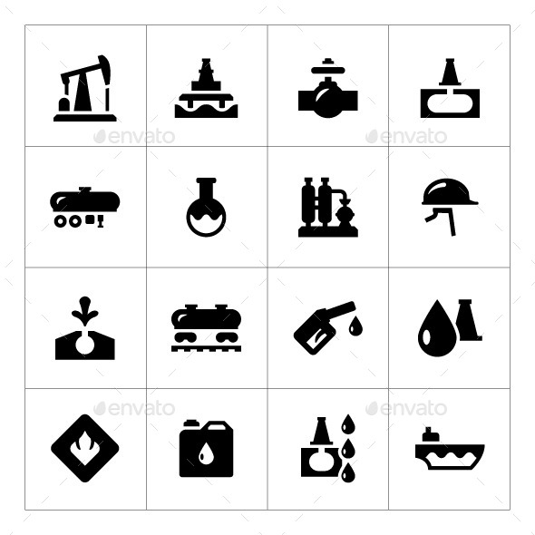 Set Icons of Oil Industry - Man-made objects Objects