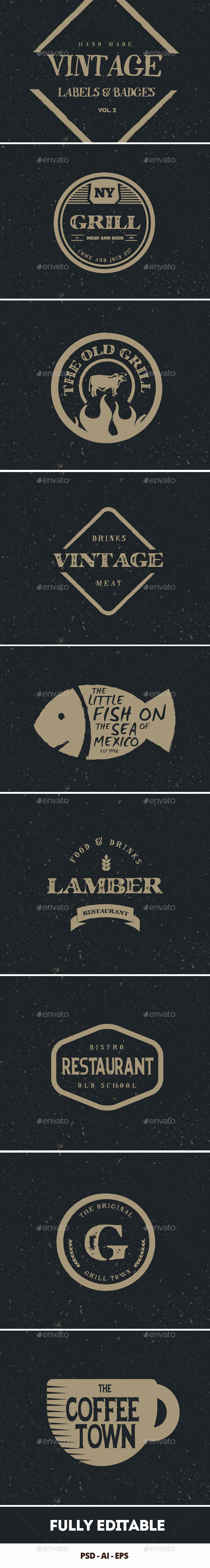 Vintage Hand Drawn Logos V2 - Badges & Stickers Web Elements