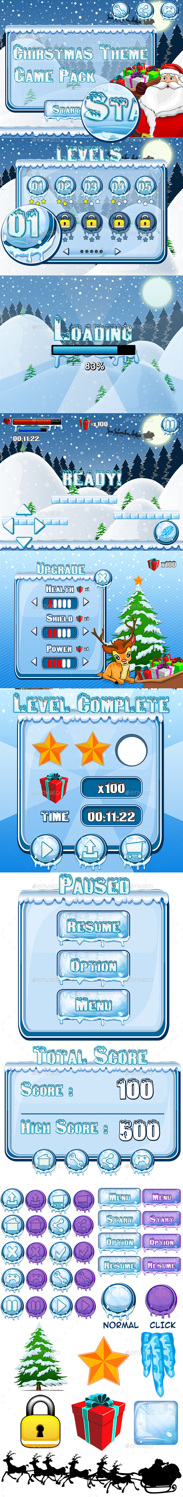 Christmas Game Theme - User Interfaces Game Assets