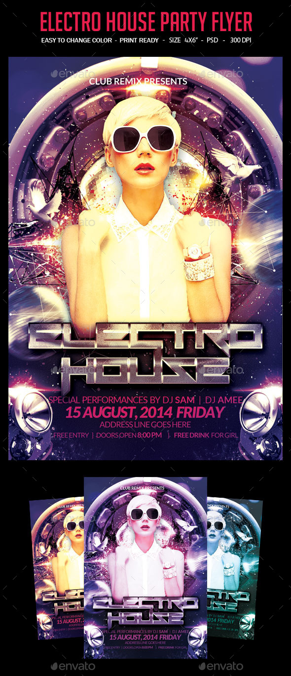 Electro House Party Flyer - Clubs & Parties Events