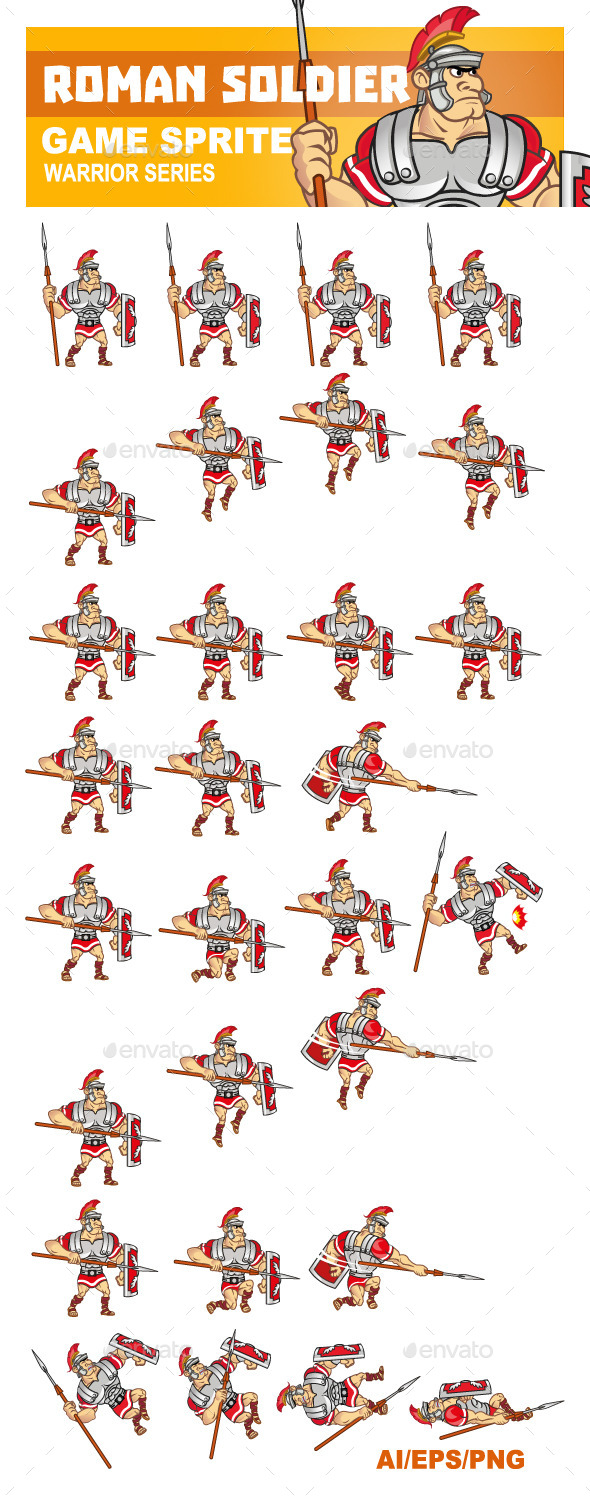 Roman Soldier Sprite by GamespriteZ | GraphicRiver