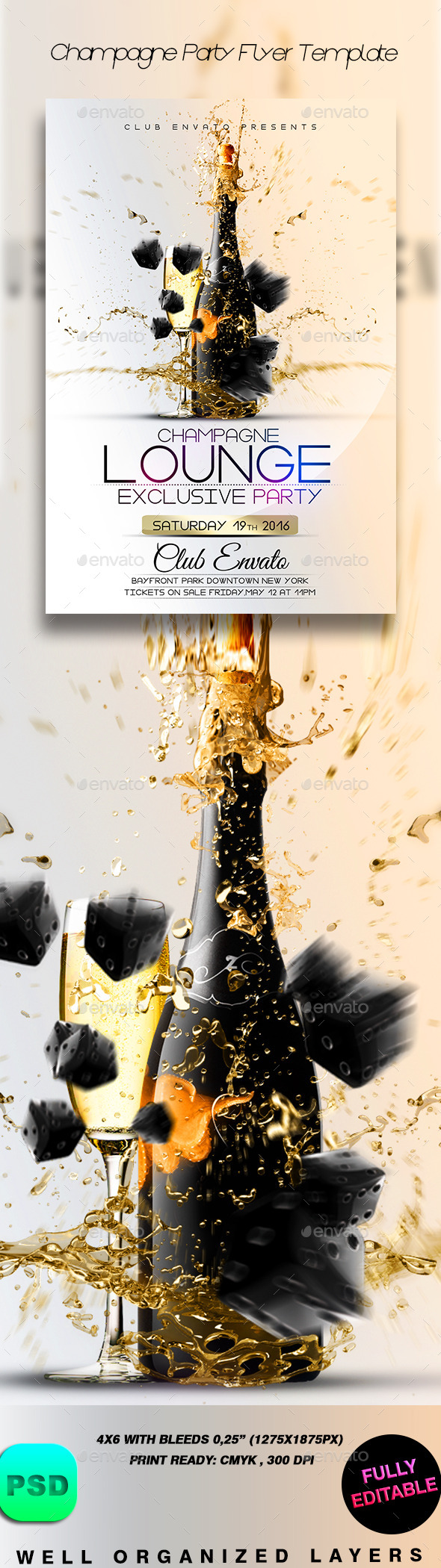 Champagne Party Flyer Template - Clubs & Parties Events