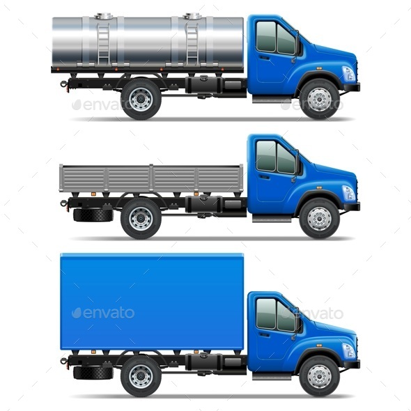 Vector Lorry Icons Set 2 - Industries Business