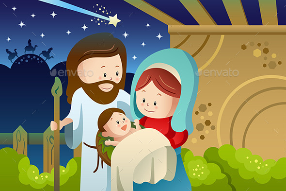 Joseph, Mary and Baby Jesus for Nativity Concept - Christmas Seasons/Holidays