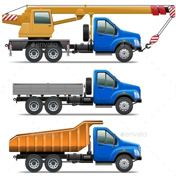 Vector Lorry Icons Set 3 - Industries Business