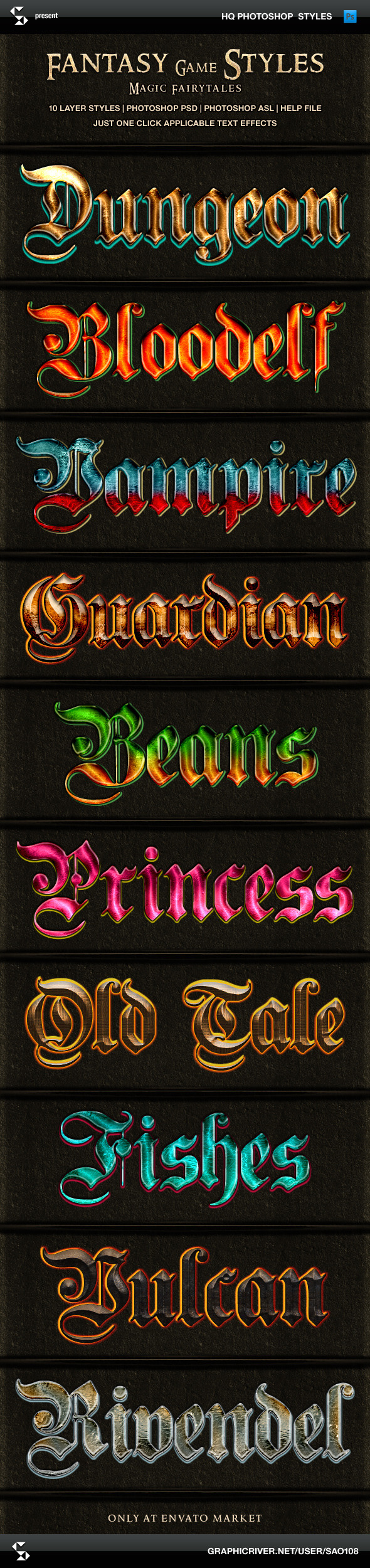 Fantasy Game Styles - Magic Fairy Tales - Text Effects Styles