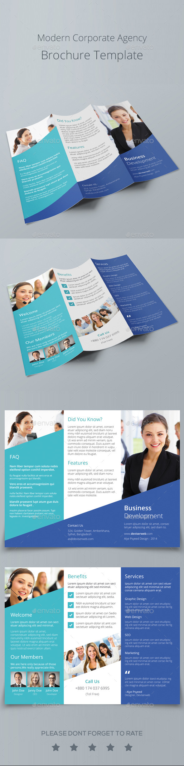Modern Corporate Agency Tri Fold Brochure - Corporate Brochures