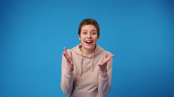 Joyful Young Lady Expressing Happiness Achieving Her Goal