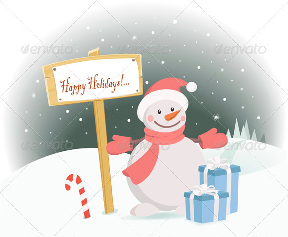 Snowman Happy Holidays - New Year Seasons/Holidays