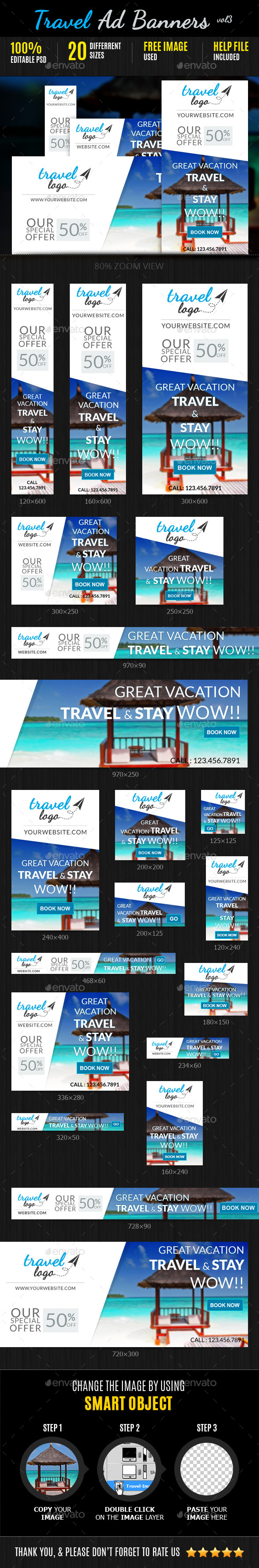 Travel Marketing Web Ad Banners Vol3 - Banners & Ads Web Elements