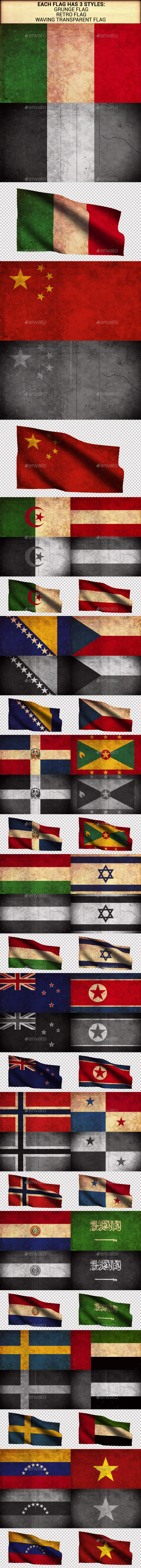 World Flags Grunge and Retro (Part 2) - Urban Backgrounds