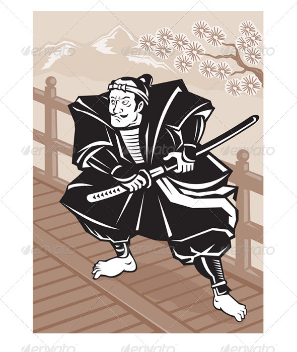 Samurai Warrior With Katana Sword