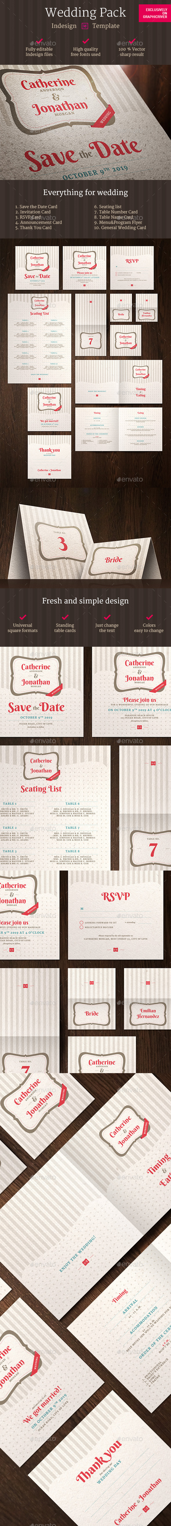 Wedding Pack Indesign Template - Retro/Vintage Business Cards