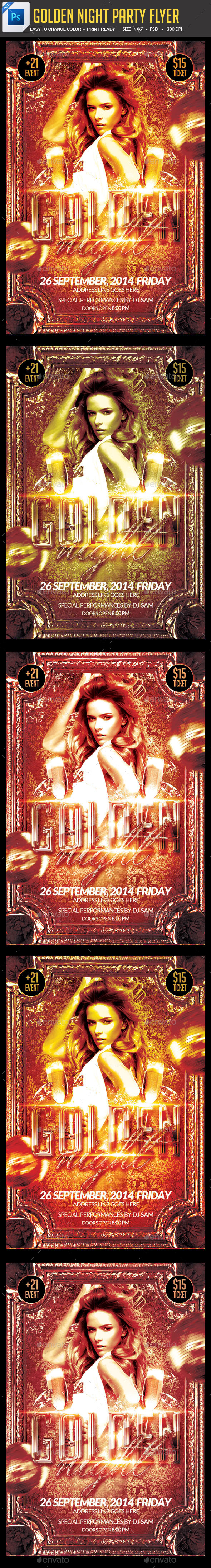 Golden Night Party Flyer - Clubs & Parties Events