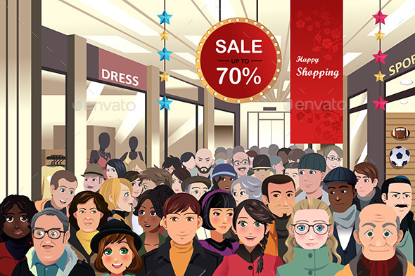 Holiday Shopping Sale Scene - Christmas Seasons/Holidays