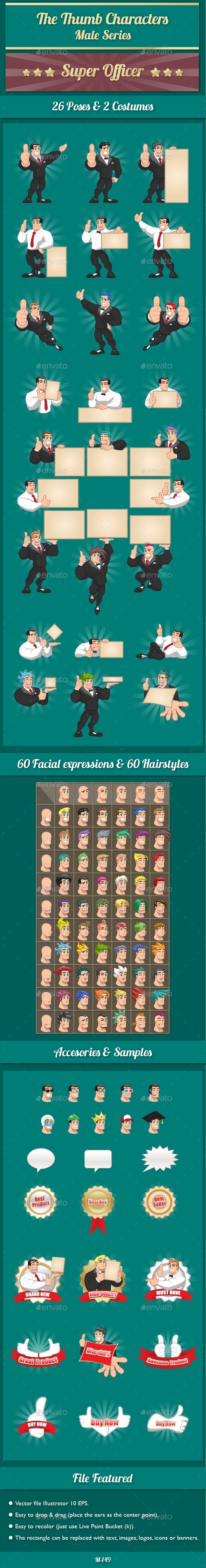 Officer Gives Thumbs Up - Characters Vectors