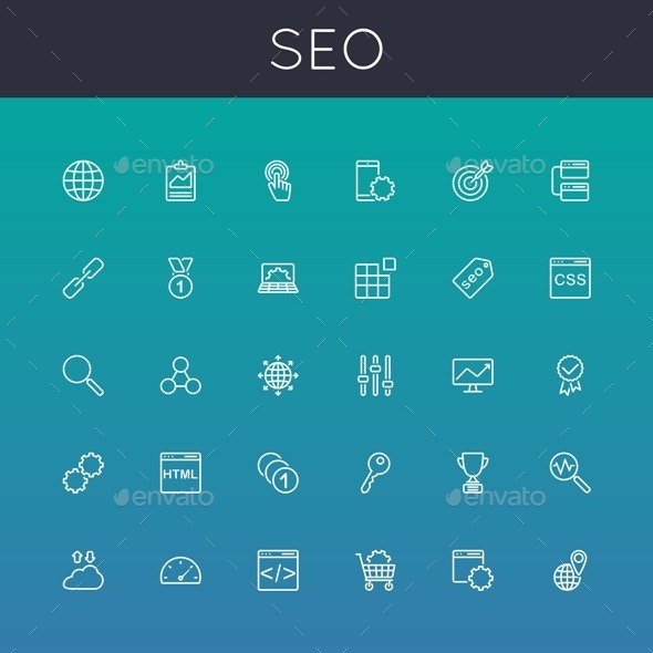 Vector SEO Line Icons - Computers Technology