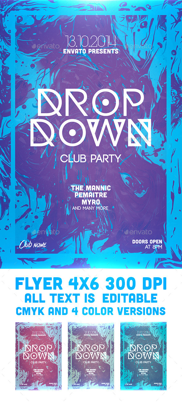 Drop Down Flyer Template - Clubs & Parties Events